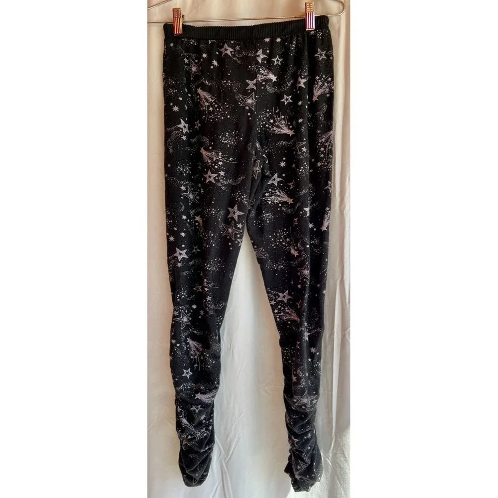 Chaser Black Mystical Star Print Bliss Knit Shirred Jogger Pants Black Purple S - Picture 12 of 13
